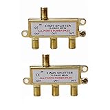 WEVZENEY 3-Way Coaxial Cable Splitter, 2.4 Ghz 5-2400 MHz, Works with STB TV, Satellite, High Speed Internet, Antenna and MoCA Network, Gold Plated Connectors, Corrosion Resistan,2-Pack