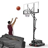 Portable Basketball Hoop with Backboard and Ball,Adjustable Height 7.6-10FT for Indoor Outdoor Basketball Game, 44 inch Backboard and 18In Rim, Black (Portable Basketball Hoop)