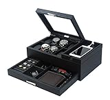 Lifomenz Co Mens Jewelry Box Valet Tray with Drawer and Charging Station Organizer,Nightstand Organizer for Men Jewelry Tray,Catchall Tray for Men Accessories Organizer