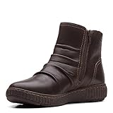 Clarks Women's Caroline Orchid Ankle Boot, Dark Brown Leather, 8.5
