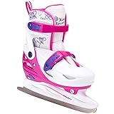 Xino Sports Adjustable Ice Skates - for Girls and Boys, Two Awesome Colors - Blue and Pink, Soft Padding and Reinforced Ankle Support, Fun to Skate!… (Pink, Small - Toddler (10-13))