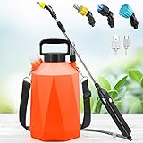 SideKing Battery Powered Sprayer 1.35Gallon/5L, Electric Garden Sprayer with USB Rechargeable Handle, Weed Sprayer with 3 Mist Nozzles, Telescopic Wand, and Shoulder Strap for Lawn and Garden
