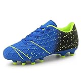 Tobfis Kids Athletic Outdoor Firm Ground Soccer Cleats Shoes,Blue PU,1 M US