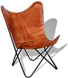 Leather Living Room Chairs-Butterfly Chair Brown Leather Butterfly Chair-Handmade with Powder Coated Folding Iron Frame (Cover with Folding Frame) (Black Frame) (Tan Cover with Black Frame)