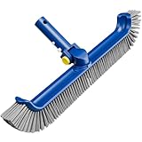 POOLAZA Pool Brush with Rotatable Handle,17.5' Pool Brush Head for Inground Pools, Above-Ground & Vinyl Pools, Heavy-duty Pool Brushes for Cleaning Pool Walls, Sturdy Pool Brush Fit Standard Pool Pole