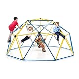 Costzon Climbing Dome with Swing, 10FT Outdoor Jungle Gym Monkey Bar Climbing Toys for Toddlers, Geometric Dome Climber Playground Set for 3-10 Boys Girls Backyard Gift Present, Holds up to 800 lbs