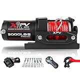 XPV AUTO 3000 lb 12V DC Electric Winch, Off Road Waterproof Winch for UTV ATV Boat with Both Wireless Handheld Remote and Corded Control Recovery Winch Synthetic Rope