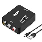 RCA to HDMI Converter, Runbod AV2Hdmi 1080P RCA Composite CVBS AV to HDMI Video Audio Converter Box for PS2 Wii Xbox VHS VCR Camera DVD Players, Support PAL/NTSC with USB Charge Cable (Black)