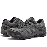 HI-TEC Ravus WP Low Waterproof Hiking Shoes for Men, Lightweight Breathable Outdoor Trekking and Trail Shoes - Dark Grey, 12 Medium