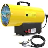 AgiiMan Forced Air Propane Heater - 60,000 BTU Outdoor Propane Heater with Tipover Protection, Overheat Protection, Portable Gas Heater for Garage, Warehouses, Workshop, Construction Sites, Yellow