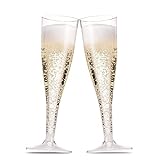 30 Pack Plastic Champagne Flutes - 5 Oz Disposable Clear Plastic Toasting Glasses - Wedding Party Cocktail Mimosa Plastic Cups