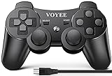 VOYEE Wireless Controller Compatible with Playstation 3 PS3, with Upgraded Joystick/Rechargerable Battery/Motion Control/Double Shock (Black)