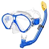 Gintenco Kids Snorkel Set, Snorkeling Gear for Children as Unisex Kids Swimming Goggles, Anti-Fog Diving Mask and Dry Top Snorkel Combo Set for Junior and Youth