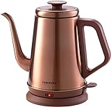 DmofwHi 1000W Gooseneck Electric Kettle (1.0L),100% Stainless Steel BPA Free Tea Kettle with Auto Shut - Off Protection, Pour Over Coffee Kettle -Copper