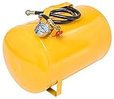 JEGS 5-Gallon Portable Air Tank | 125 PSI Maximum Pressure | Yellow Coated Steel | Includes Industrial-Grade Air Hose with Standard Air Chuck | Easy-To-Read Pressure Gauge