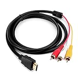 Marmoin HDMI to RCA Cable, 1080P 5ft HDMI Male to 3-RCA Video Audio AV Cable Connector Adapter One-Way Transmitter for TV HDTV DVD