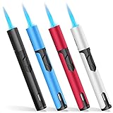 Torch Lighters, 4 Pack, Butane Lighters, Adjustable Flame Windproof Butane Refillable Gas, Long Lighters for Candle, Grill, BBQ, Fireworks, Camping (Butane Not Included)