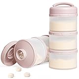Termichy Stackable Formula Dispenser Portable Milk Powder Container, 2 Pack, Light Pink