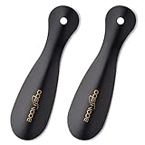 BOOMIBOO 2 Pack Metal Shoe Horns - Sturdy 7.5 Inch Shoe Helper with Ergonomic Handle, Travel Friendly Shoe Horns for Men and Women