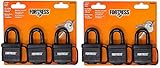 Master Lock 1804TRI Fortress Series Covered Laminated Weatherproof Padlocks, 1-9/16-Inch, 2 Sets and Two Different Sets of Keys (6 Padlocks Total)