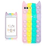 JoySolar Color Cat for iPhone 6 Plus/6S Plus Case Silicone Case Design Cartoon Funny Cute Unique Fidget Aesthetic Cool Kawaii Fun Pretty Cover Cases for Boys Girls Youth(for iPhone 6/6S Plus 5.5')