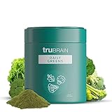 TruBrain Daily Greens: Sustained Brain Nourishment | 75 Plant-Based Ingredients, Superfoods, & Probiotics in Greens Powder | Vegan, Paleo, Keto-Friendly