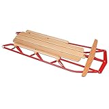 Mifoci Wood Sled Metal Runner Sled 54.7 inches Smooth Snow Sleigh Toboggan Winter Snow Sledge Portable Steering Slider with Solid Wooden Seat and Steering Bar for Kids Adults Toddler