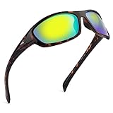 KastKing Hiwassee Polarized Sport Sunglasses for Men and Women, Gloss Demi Frame,Brown Chartreuse Mirror