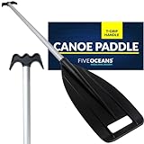 Five Oceans Canoe Paddle, Canoe Paddles and Boat Hook, Black, 4-Feet Long, Anodized Aluminum Shaft, Reinforced ABS Plastic Blade & Hook, Lightweight - FO1876