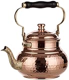 DEMMEX 1mm Thick Hammered Copper Tea Pot Kettle Stovetop Teapot, 1.6-Quart