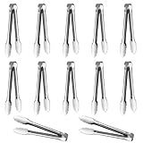 Serving Tongs,Buffet Tongs, ACAUTO Stainless Steel Food Tong Serving Tong Small Serving Tongs Stainless Steel Mini Appetizer Tongs, Set of 6 (5 Inch(12 Pack))