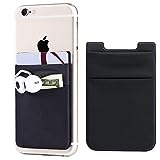 Fulgamo 2Pack Adhesive Phone Pocket,Cell Phone Stick On Card Wallet Sleeve,Credit Cards/ID Card Holder(Double Secure) with Sticker for Back of iPhone,Android and All Smartphones-Black