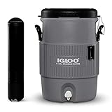 Igloo 5 Gallon Portable Sports Cooler Water Beverage Dispenser with Flat Seat Lid, Gray