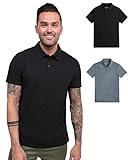 INTO THE AM Essential Polo Shirts for Men 2 Pack - Collared Shirt Men Fitted Short Sleeve Classic Golf Collar Shirts Multipack (Black/Indigo, X-Large)