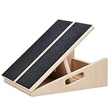 TEMI Calf Stretcher Slant Board - Professional Incline Board for Calf Stretching Heavy Duty, Adjustable Wooden Stretch Wedge Board for Foot Ankle, Achilles, Knee and Calf Stretching Exercise