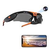 Hereta 4K Wifi Camera Sunglasses Sports HD 1080P Video Recording Glasses DVR Eyewear with UV400 Protection Polarized Lenses for Outdoor Sports Supports iOS&Android (32GB TF card included) (Orange)