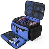 AKOZLIN Cable File Bag DJ Gig Bag Cord Organizer Case with Detachable Dividers for Laptop,DJ Gear, Sound Instrument and Music Equipment Accessories 13'×8.3'×8.3' Black Blue