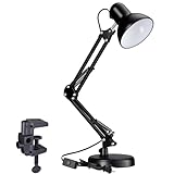 TORCHSTAR Metal Desk Lamp with Clamp, Swing Arm , Architect Adjustable Gooseneck Table Lamp, Clip Desk Lights for Home Office, Work, Study, Reading, E26 Base, Multi-Joint, Black