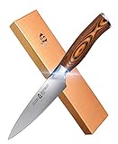 TUO Paring Knife - Peeling Knife - High Carbon German Stainless Steel - Rust Resistant Kitchen Cutlery - Luxurious Gift Box Included - 4 inch - Fiery Phoenix Series