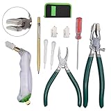 GINWORD 9Pcs Heavy Duty Glass Running Breaking Pliers and Class Cutters Tools Kit, Breaker Grozer Pliers with Curved Jaws,Glass Cutters for Stained Glass, Mosaics, Fusing, Breaking