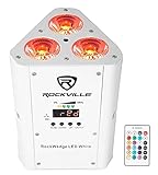 Rockville RGBWA+UV Rechargeable Wireless Wash DJ Up-Light in White (RockWedge LED