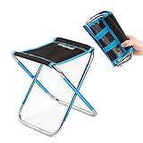 AOUTACC Camping Stool, Portable Folding Stool for Outdoor Travel Walking Hiking Fishing Garden Golf Beach, Foldable Camping Seat with Carry Bag (Blue - 8.3'x9.5'x11')