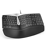 Nulea RT02 Ergonomic Keyboard, Wired Split Keyboard with Pillowed Wrist and Palm Support, Featuring Dual USB Ports, Natural Typing Keyboard for Carpal Tunnel, Compatible with Windows/Mac