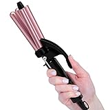 FARERY Mini Hair Crimper for Women Beach Waves, Hair Waver 3 Barrel Curling Iron 1/2 Inch with Keratin & Argan Oil Infused, Crimper Hair Tool, Travel Curling Iron Mini with Dual Voltage, Pouch Bag
