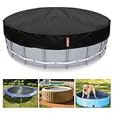 10 Ft Round Pool Cover, Solar Covers for Above Ground Pools, Inground Pool Cover Protector with Drawstring Design Increase Stability, Hot Tub Cover Ideal for Waterproof and Dustproof (Black)