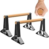 Dolibest Wooden Parallettes Bars, Wooden Handle Handstand Bars Non-Slip Parallette Bars for Calisthenics, Pushup Strength Training Indoor Outdoor Use