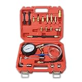 Fuel Pressure Test Kit - 0-140 PSI Gauge for Gas and Diesel Engine Pumps, Injectors, and Lines - Includes Compression Tester, Hoses, and Attachments (TU-114)