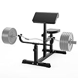 Uboway Preacher Curl Bench, Curl Bench for Weight Lifting, Preacher Curl Pad with Adjustble Height, Isolated Barbell Dumbbell Biceps Station, Roman Chair for Upper Limb Muscle for Home Gym