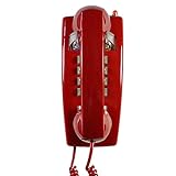 Old Style Retro Wall Phone with Handset Volume Control Landline Corded Telehone Waterproof and Moisture Proof for Home,Hotel,Bathroom,Living Room,School and Office,Red