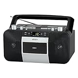 Jensen MCR-1500 Vintage Stereo Portable CD/MP3 Dual Cassette Deck Recorder Boombox, LED Display, AM/FM Radio, Bass Boost (Exclusive) (Platinum Silver)